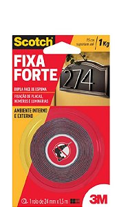 Fita Dupla Face 3M Fixa Forte - Uso Externo - 24mm x 1,5 mts