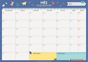 Bloco planner mensal Divertido - Cartões Gigantes