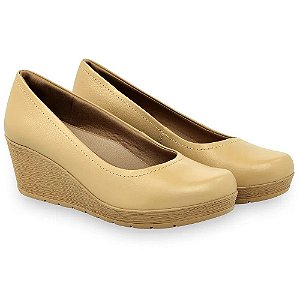 Sapato Usaflex Bege Salto Anabela