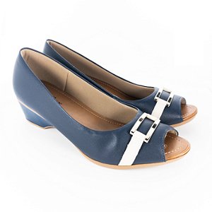 Sapato Usaflex peep Toe Azul Marinho