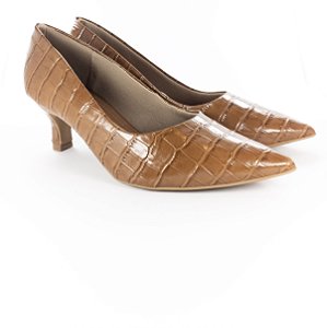 Sapato Usaflex Scarpin Croco Marrom Canela