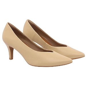 Sapato Usaflex Scarpin Nude Básico Bico Fino