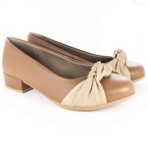 Sapato Usaflex Scarpin Marrom Canela Salto Baixo
