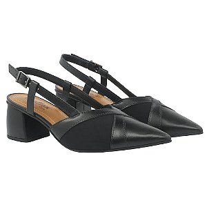Sapato Usaflex Slingback Preto Bico Fino