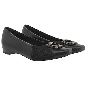 Sapato Usaflex Sapatilha Preto Com Tecido Elastico