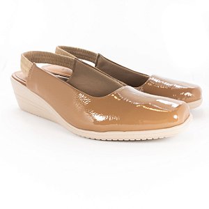 Sapato Usaflex Slingback Camel Verniz Marron