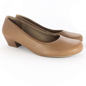 Sapato Usaflex Scarpin Salto Baixo Camel
