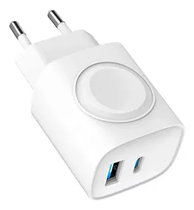 Carregador De Parede e Apple Watch Usb-C Type-C e USB 23w GS-8877 Branco Gshield