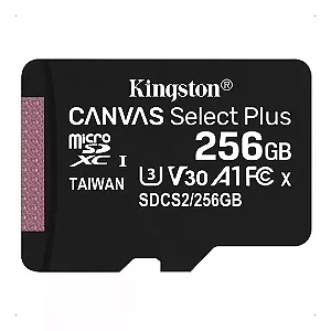 CARTAO DE MEMORIA KINGSTON CANVAS SELECT PLUS CLASS 10UHSI 256GB MICRO+ADAPTADOR SDCS2256GB