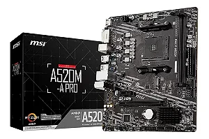 Placa Mãe Desktop Amd Am4 Ddr4 A520M A Pro Hdmi/ Dvi Matx Msi