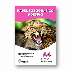 Papel Fotográfico Adesivo Brilhante A4 - 20 Unidades
