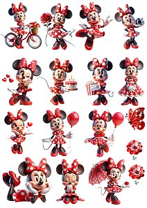 Cartela DTF UV A4 - Tema: MINNIE - Adesivo para produtos rígidos