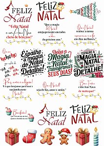 Cartela DTF UV A4 - Tema: NATAL 2 - Adesivo para produtos rígidos