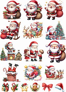 Cartela DTF UV A4 - Tema: NATAL 1 - Adesivo para produtos rígidos