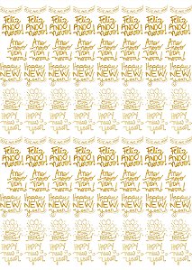 Cartela DTF UV DOURADO A4 - Tema: ANO NOVO 2 - Adesivo para produtos rígidos