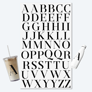 Cartela DTF UV 30X50- Tema: ALFABETO - Adesivo para produtos rígidos