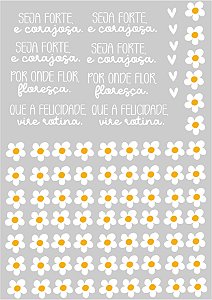 Cartela DTF UV A4 - Tema: MARGARIDA - Adesivo para produtos rígidos