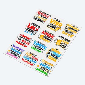 Cartela DTF UV A4 - Tema: CARNAVAL - Adesivo para produtos rígidos