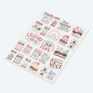 Cartela DTF UV A4 - Tema: Frases Motivacionais 2 - Adesivo para produtos rígidos