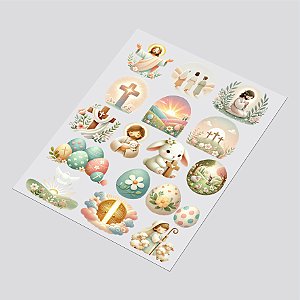 Cartela DTF UV A4 - Tema: PASCOA 7 - Adesivo para produtos rígidos