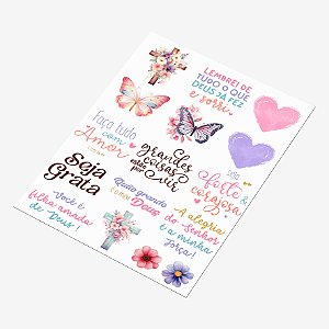 Cartela DTF UV A4 - Tema: DIA DAS MULHERES 4 - Adesivo para produtos rígidos