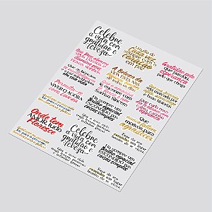 Cartela DTF UV A4 - Tema: FRASES MOTIVACIONAIS 8 - Adesivo para produtos rígidos