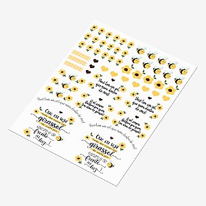 Cartela DTF UV A4 - Tema: Girassol - Adesivo para produtos rígidos