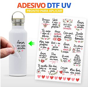 Cartela DTF UV A4 - Tema: DIA DOS NAMORADOS 8 - Adesivo para produtos rígidos