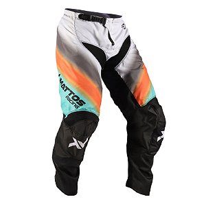 Calça Mattos Racing Creation Feminina Aqua/Laranja/Cinza