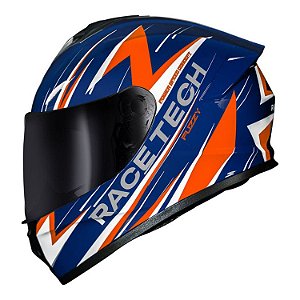 Capacete Race Tech Hit Fuzzy Azul/Laranja