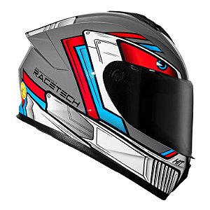 Capacete Race Tech Hit Android Cinza/Vermelho