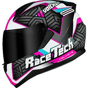 Capacete Race Tech Sector Voltkon - Branco/Pink