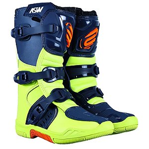 Bota ASW Image Kids Amarelo Fluor/Marinho/Laranja OffRoad