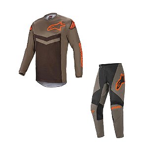 Conjunto Calça + Camisa Alpinestars Fluid Speed 21 Cinza/Laranja