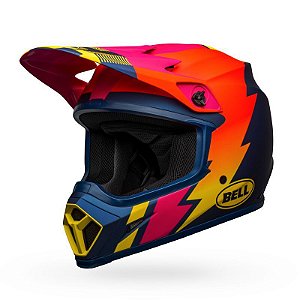 Capacete Bell MX 9 MIPS Strike Matte Azul/Laranja/Pink