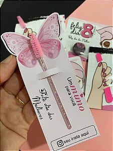 Card com Escovinha para cílios Dia das mulheres - 10 unidades
