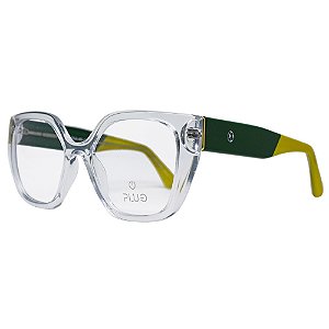Armação de Óculos Plug Cecilia 465 - Verde e Amarelo 52 - Brasil