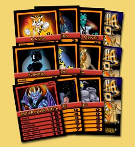 Pack Trilogia Nº 1 com 9 cards colecionáveis Medalha Zero - Garra, Pandora, Dr. Mente, Sombra, Pintado, Juba, Imperador Giga, André e Robô