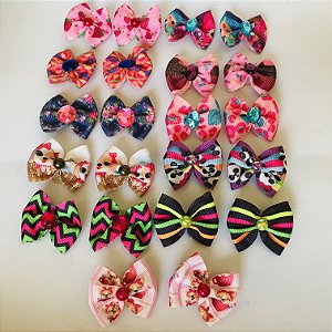 50 Lacinhos Pet Luxo M 4x3,5cm fêmea Banho E Tosa Pet Shop