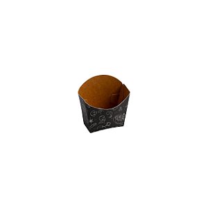 EMBALAGEM PARA BATATA FRITA PRETO COM BRANCO - 58x34x74mm - 100 UNIDADES