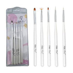 Kit Pincel para Unhas Artísticas com 5 Pincéis Hello Mini KIT-350-1