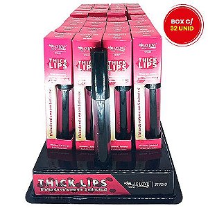 Gloss Thick Lips Efeito Volume Cor 200 Incolor Max Love - Box c/ 32 unid