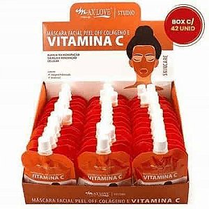 Máscara Facial Peel Off Colágeno e Vitamina C 50g Max Love - Box c/ 42 unid