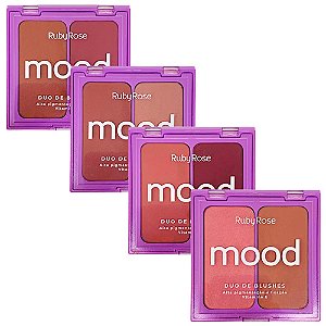 Duo de Blushes Mood Ruby Rose HB-870M - Kit c/ 04 unid