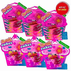 Estojo de Batom e Brilho Sweet Cakes Disco Teen HB 93222 - Kit c/ 06 unid