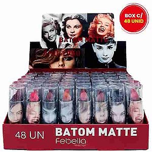 Batom Bastão Matte Ano 1950 Febella BM4023 - Box c/ 48 unid