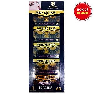 Cílios Postiços Mink 6D Hair Blue Moon BM1015-02 - Box c/ 10 unid