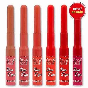 Batom Líquido Matte e Delineador Labial Duo Lips City Girls CG232 – Kit c/ 06 unid