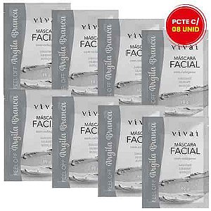 Máscara Facial Peel Off Argila Branca Vivai 5048.2.1 - Pcte c/ 08 unid