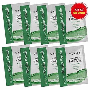 Máscara Facial Argila Verde com Chá Verde Vivai 5046.2.1 - Kit c/ 08 unid